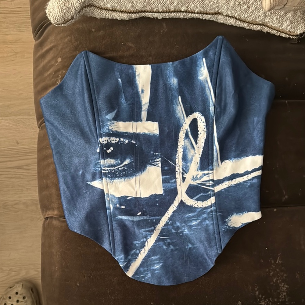 Blue and White Corset Top The Kript